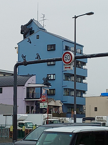 何かが屋根に上っている写真