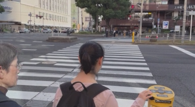 【画像】上本町六丁目交差点北西角西側のLED付き音響装置信号。中央分離帯にも音響装置信号がはいとされている。